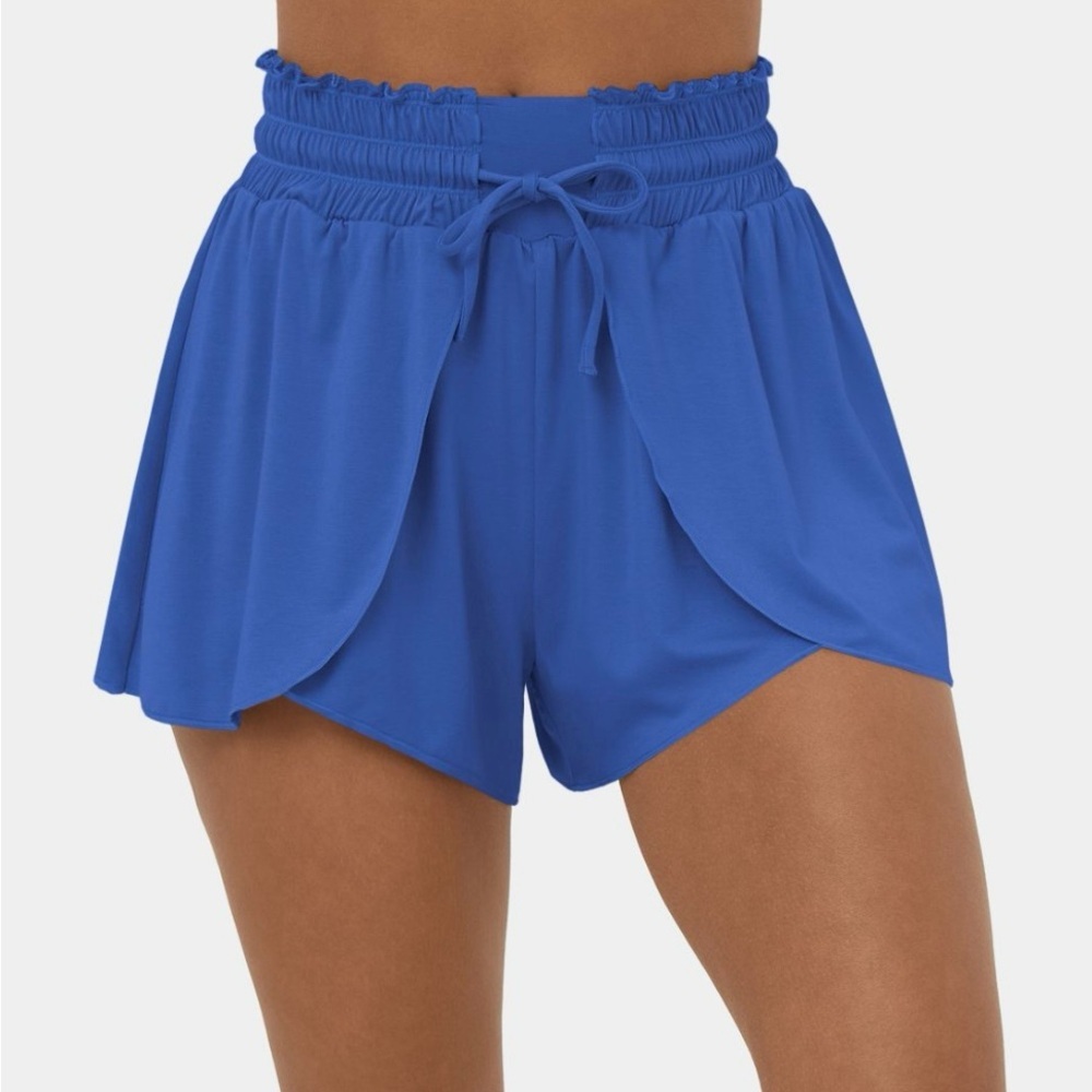 Frill High Waisted Elastic Waistband Drawstring Flowy Stacked Casual Shorts 3"